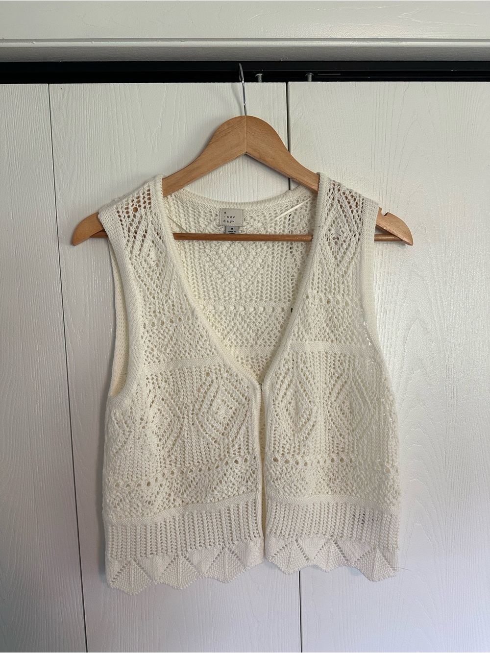 NWOT Cream Crochet Knit Vest Top